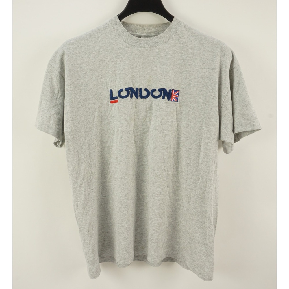 Vintage Screen Stars Single Stitch LONDON‎ Graphic Crew T-Shirt Men's XL Gray